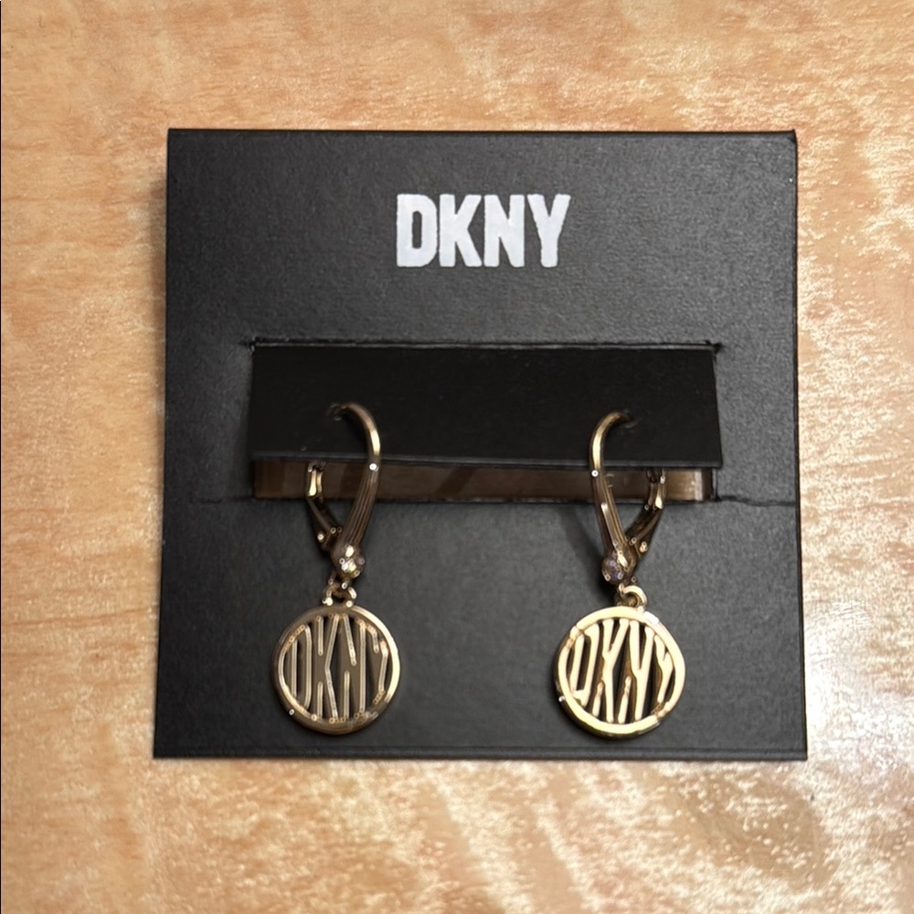 DKNY Gold Logo Earrings